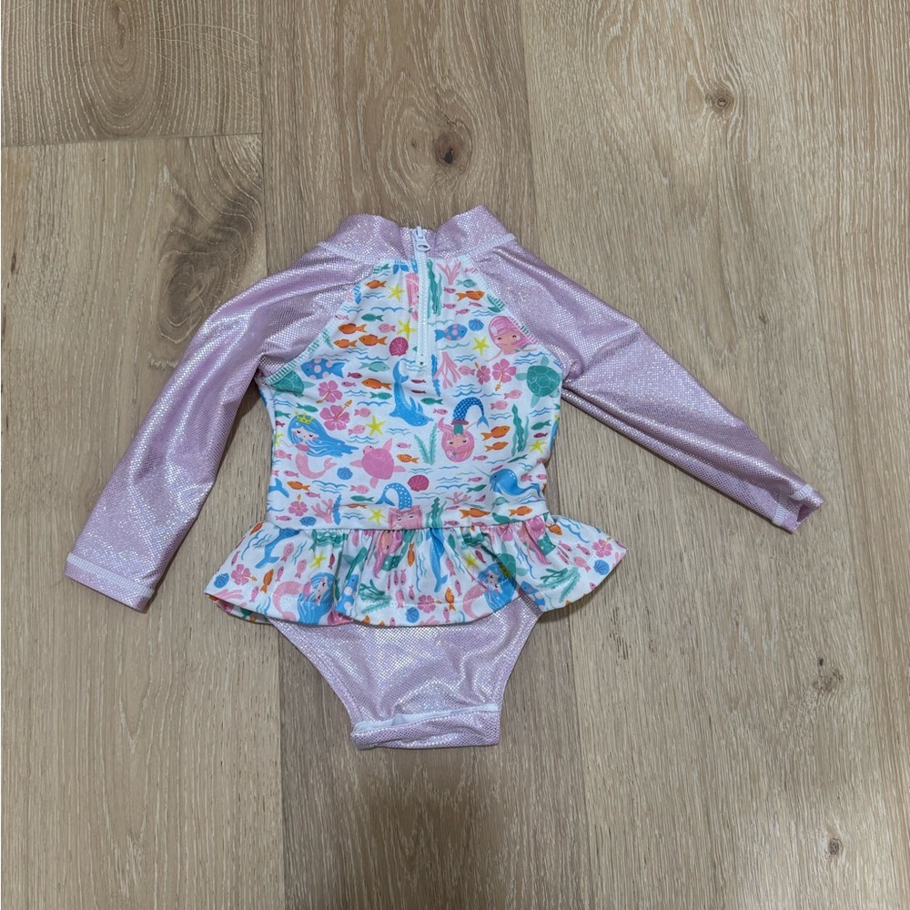 NWT Flap Happy UPF 50+ Alissa Infant Ruffle Rash Guard Swimsuit for Baby Girl